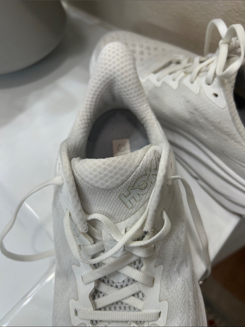 Hoka White Women's Running Sneakers Clifton 9 - Picture 7 of 7